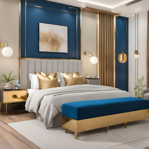 Elegant Gold Accented Bed