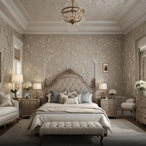 French Baroque Tufted Bed